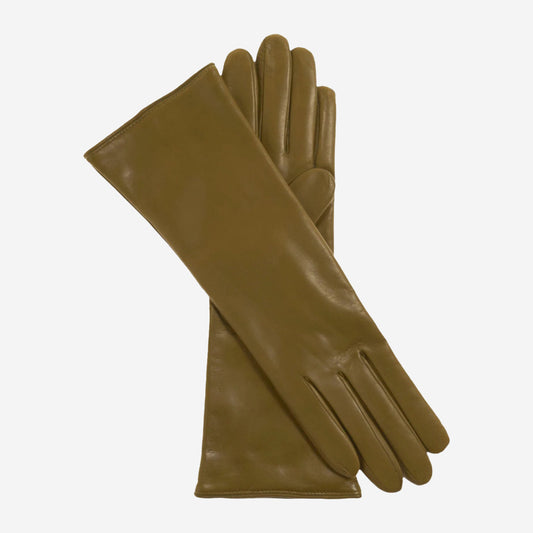 Camilla (moss) - Italian "4 button length" cashmere lined leather gloves