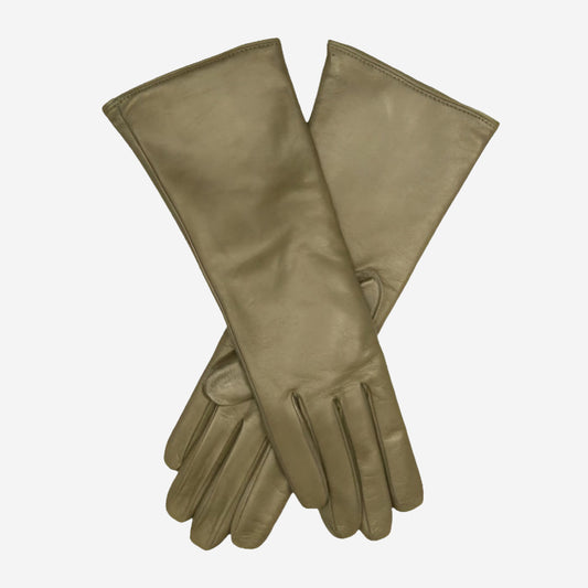 Camilla (olive) - Italian "4 button length" cashmere lined leather gloves