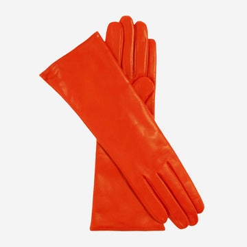 Camilla (orange) - Italian "4 button length" cashmere lined leather gloves