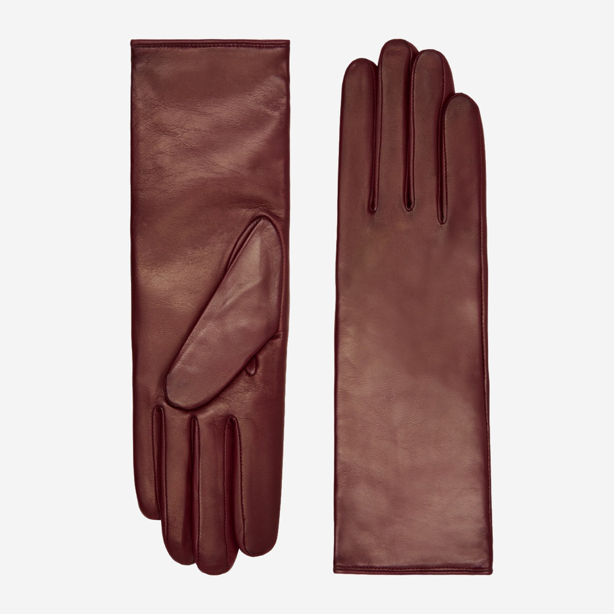 Women's Leather Gloves - 100% Cashmere - 4 Button Length - Dark
