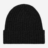 Milano (black) - 100% cashmere ribbed beanie (unisex)
