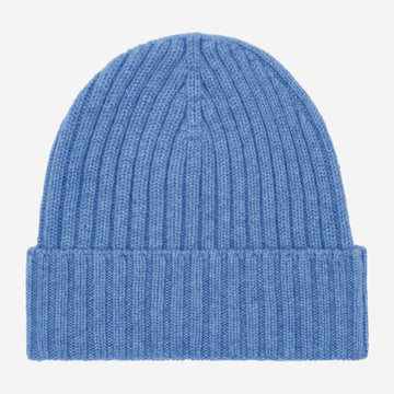 Milano (light blue) - 100% cashmere ribbed beanie (unisex)