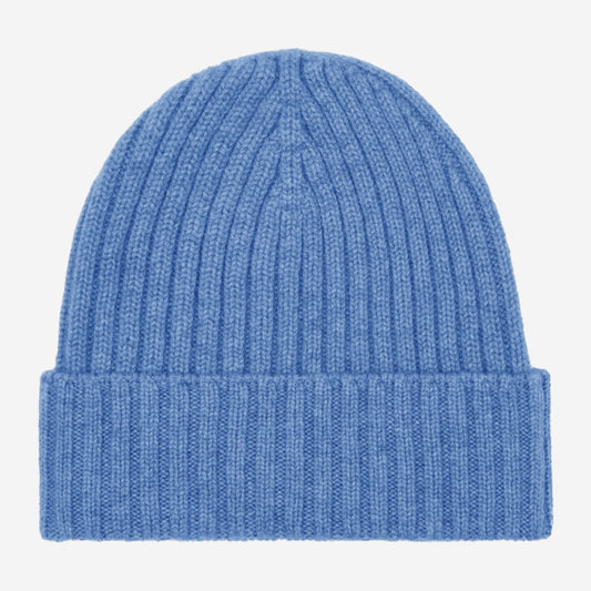 Milano (light blue) - 100% cashmere ribbed beanie (unisex)