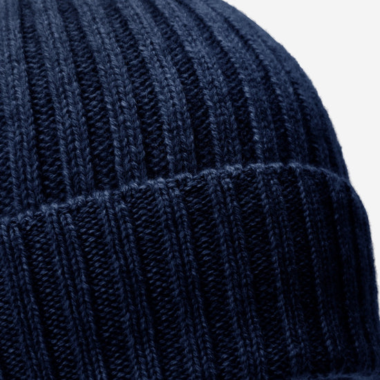 Milano (navy blue) - 100% cashmere ribbed beanie (unisex)- Fratelli Orsini - Luxury Beanie - Handmade in Italy -  2