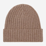 Milano (brown) - 100% cashmere ribbed beanie (unisex)