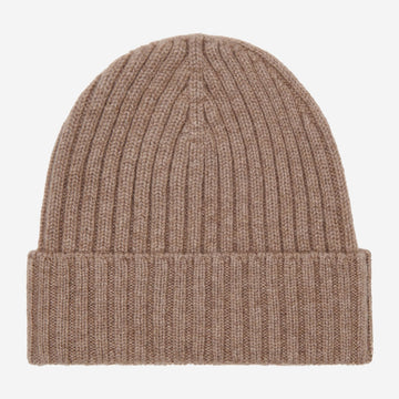 Milano (brown) - 100% cashmere ribbed beanie (unisex)