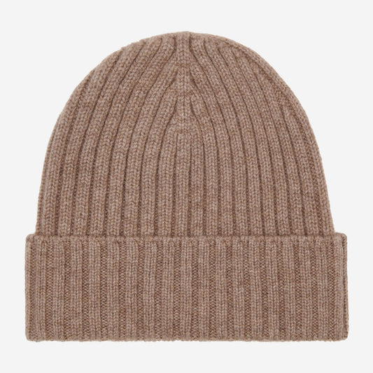 Milano (brown) - 100% cashmere ribbed beanie (unisex)