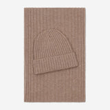 Milano (brown) - 100% cashmere ribbed beanie (unisex)