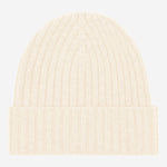 Milano (cream) - 100% cashmere ribbed beanie (unisex)  Fratelli Orsini - Luxury Beanie - Handmade in Italy - 1 