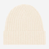 Milano (cream) - 100% cashmere ribbed beanie (unisex)