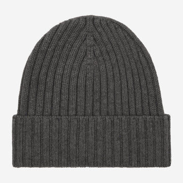 Milano (dark grey) - 100% cashmere ribbed beanie (unisex)