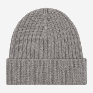Milano (light grey) - 100% cashmere ribbed beanie (unisex)