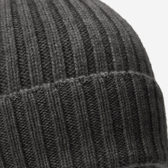 Milano (dark grey) - 100% cashmere ribbed beanie (unisex) - Fratelli Orsini - Luxury Beanie - Handmade in Italy -  2