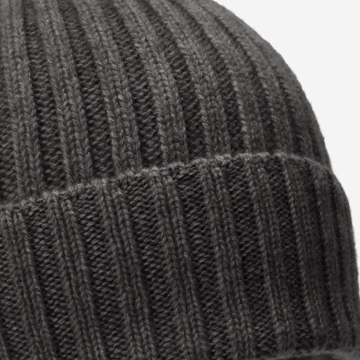 Milano (dark grey) - 100% cashmere ribbed beanie (unisex) - Fratelli Orsini - Luxury Beanie - Handmade in Italy -  2