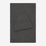 Milano (dark grey) - 100% cashmere ribbed beanie (unisex)