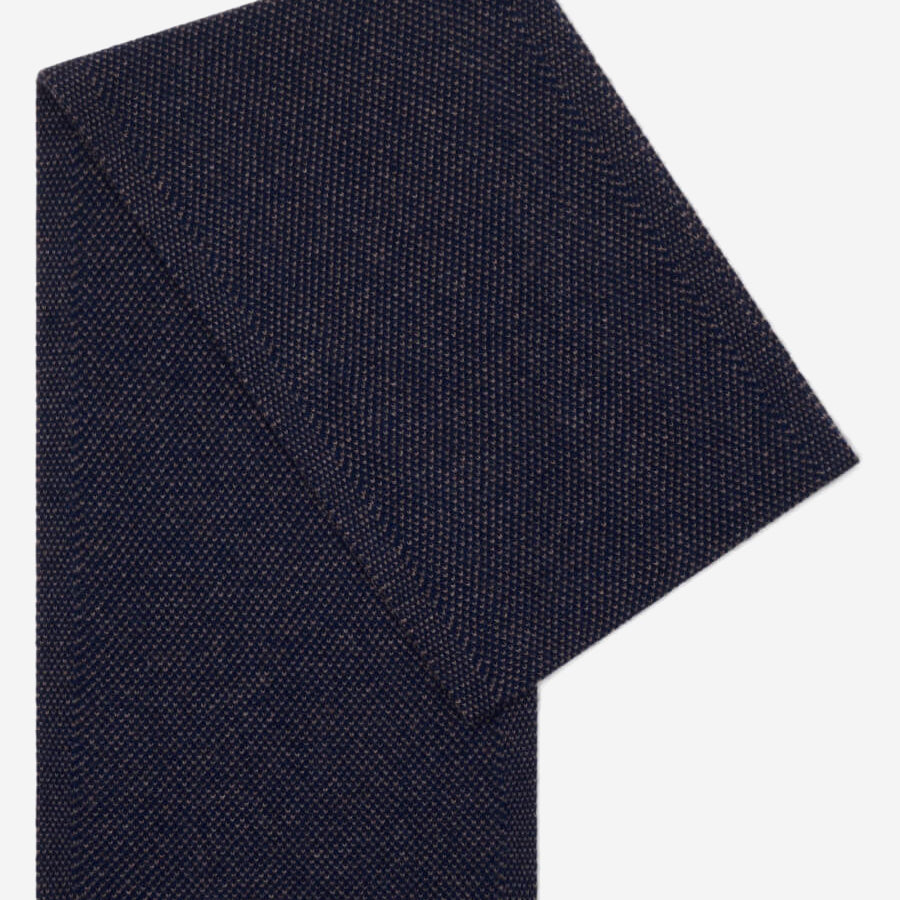 Riccardo (blue & brown) - 100% cashmere scarf with pattern - Fratelli Orsini - Luxury Cashmere Scarf - Handmade in Italy - 1 