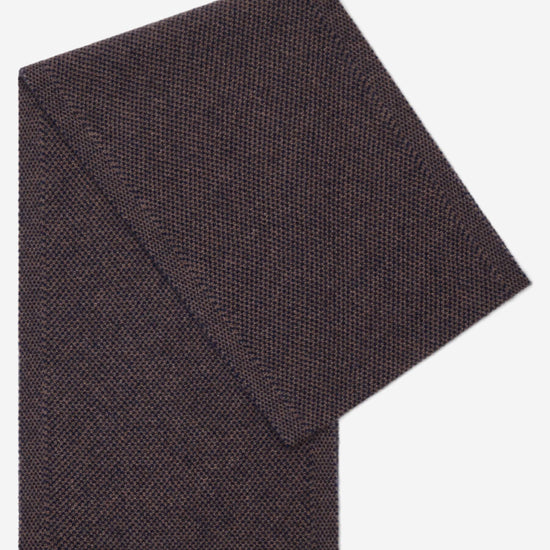 Riccardo (brown & blue) - 100% cashmere scarf with pattern - Fratelli Orsini - Luxury Cashmere Scarf - Handmade in Italy - 1 