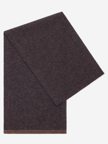 Riccardo (brown & blue) - 100% cashmere scarf with pattern - Fratelli Orsini - Luxury Cashmere Scarf - Handmade in Italy - 1 