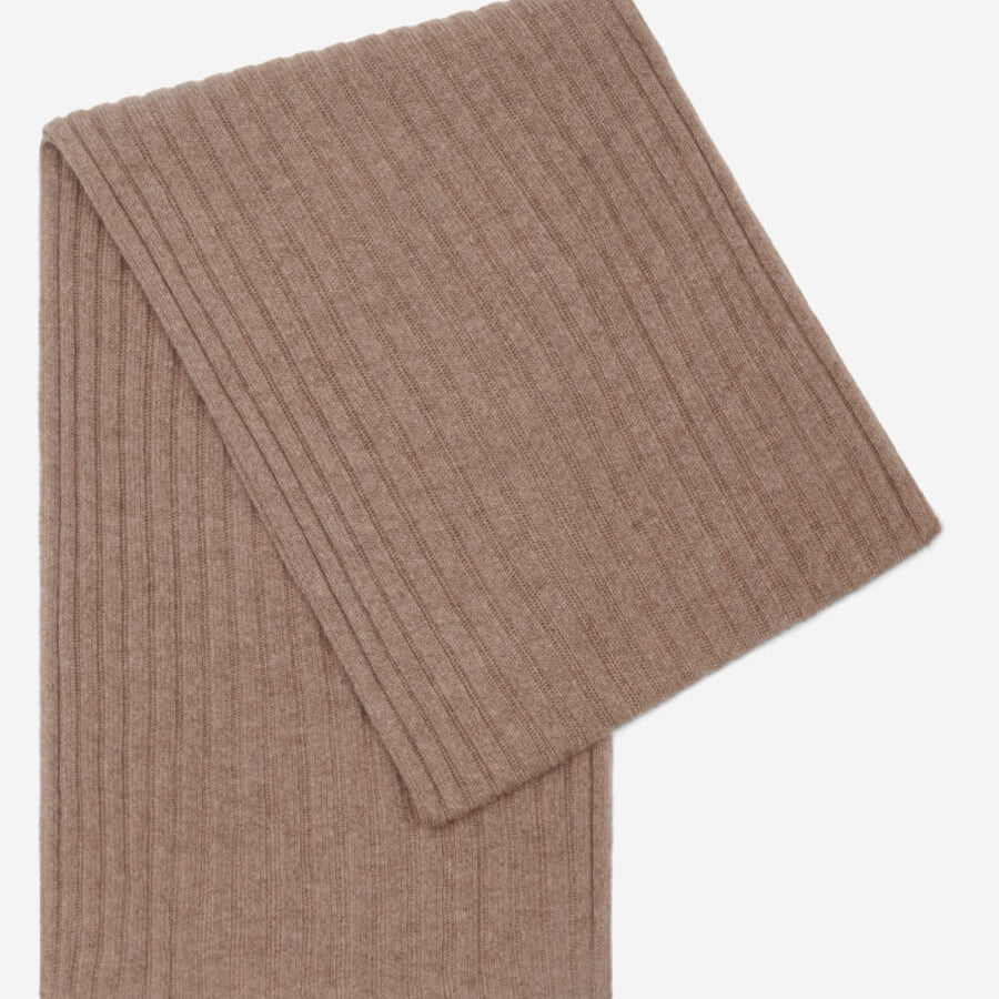 Napoli (brown) - 100% cashmere ribbed scarf (unisex) - Fratelli Orsini - Luxury Cashmere Scarf - Handmade in Italy - 1