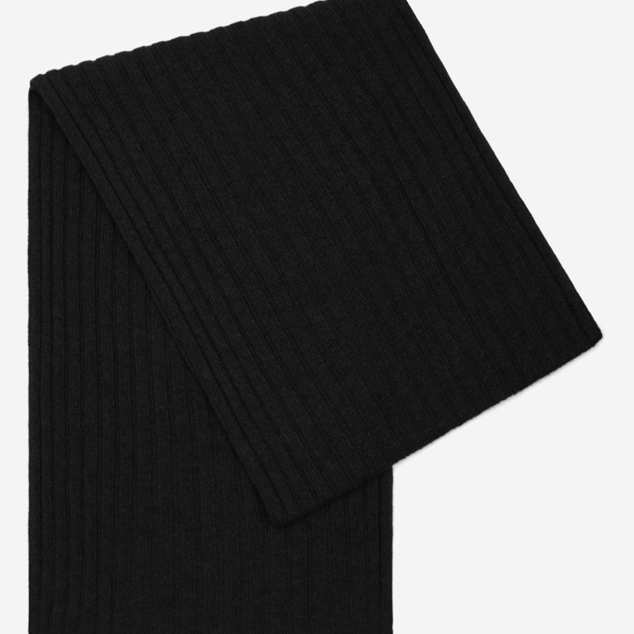 Napoli (black) - 100% cashmere ribbed scarf (unisex)  - Fratelli Orsini - Luxury Cashmere Scarf - Handmade in Italy - 1