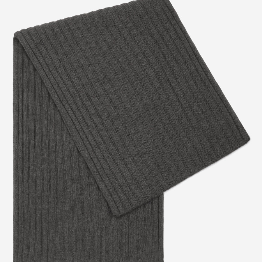 Napoli (dark grey) - 100% cashmere ribbed scarf (unisex) - Fratelli Orsini - Luxury Cashmere Scarf - Handmade in Italy - 1 