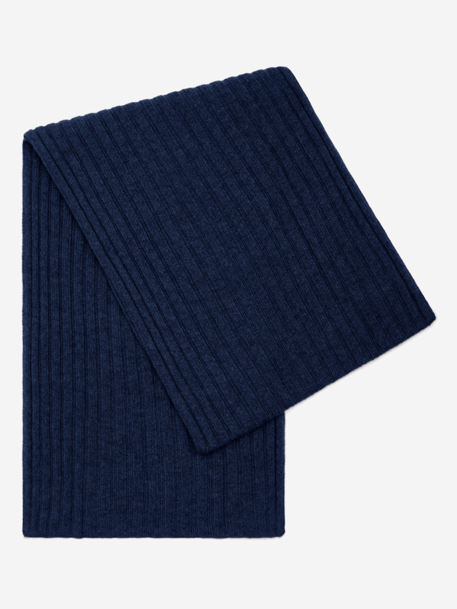 Napoli (navy blue) - 100% cashmere ribbed scarf (unisex) - Fratelli Orsini - Luxury Cashmere Scarf - Handmade in Italy - 1   