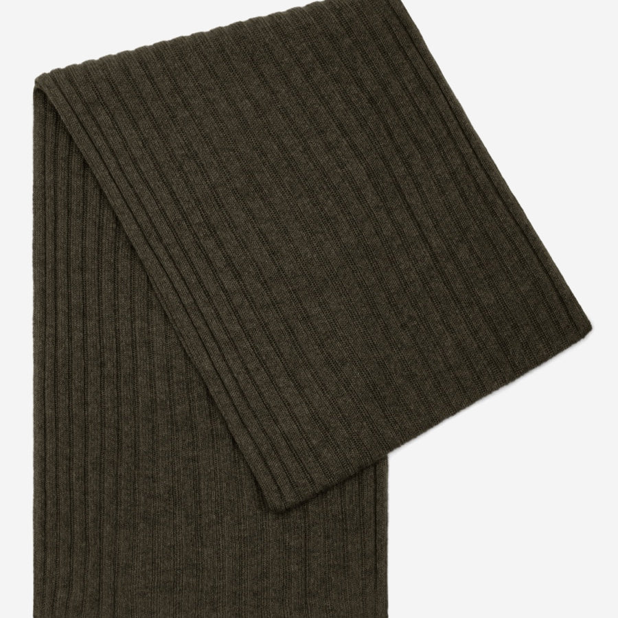 Napoli (dark green) - 100% cashmere ribbed scarf (unisex) - Fratelli Orsini - Luxury Cashmere Scarf - Handmade in Italy - 1   