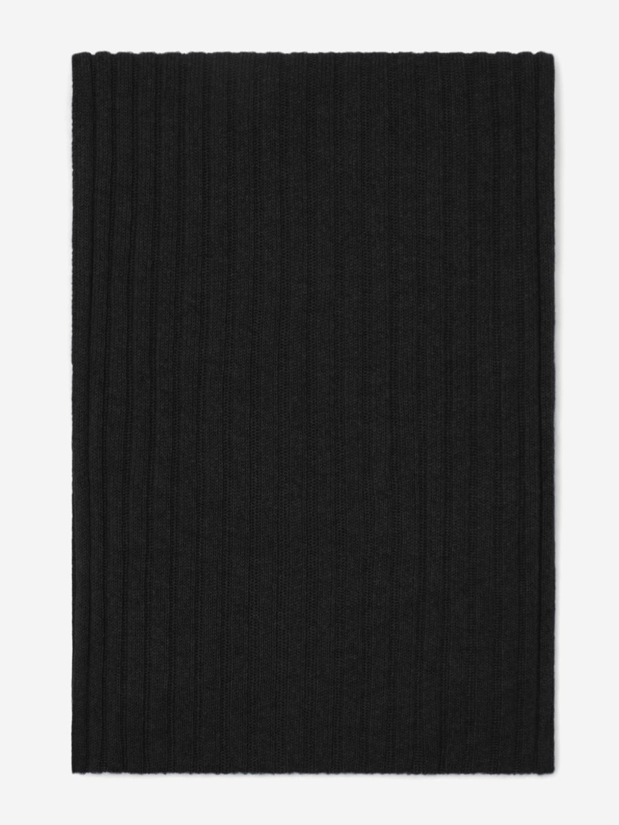 Napoli (black) - 100% cashmere ribbed scarf (unisex)  - Fratelli Orsini - Luxury Cashmere Scarf - Handmade in Italy - 3