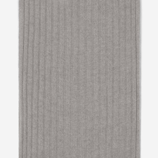 Napoli (light grey) - 100% cashmere ribbed scarf (unisex) - Fratelli Orsini - Luxury Cashmere Scarf - Handmade in Italy - 3