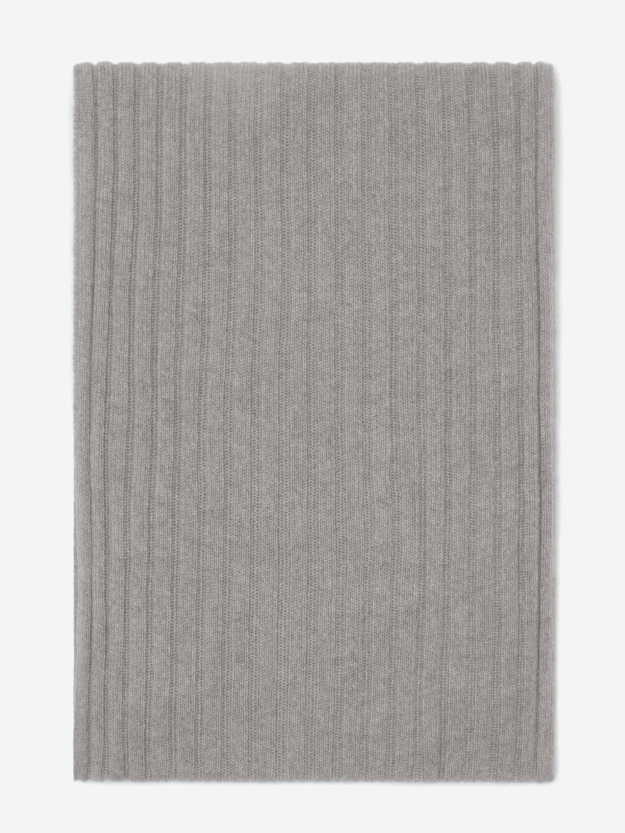 Napoli (light grey) - 100% cashmere ribbed scarf (unisex) - Fratelli Orsini - Luxury Cashmere Scarf - Handmade in Italy - 3