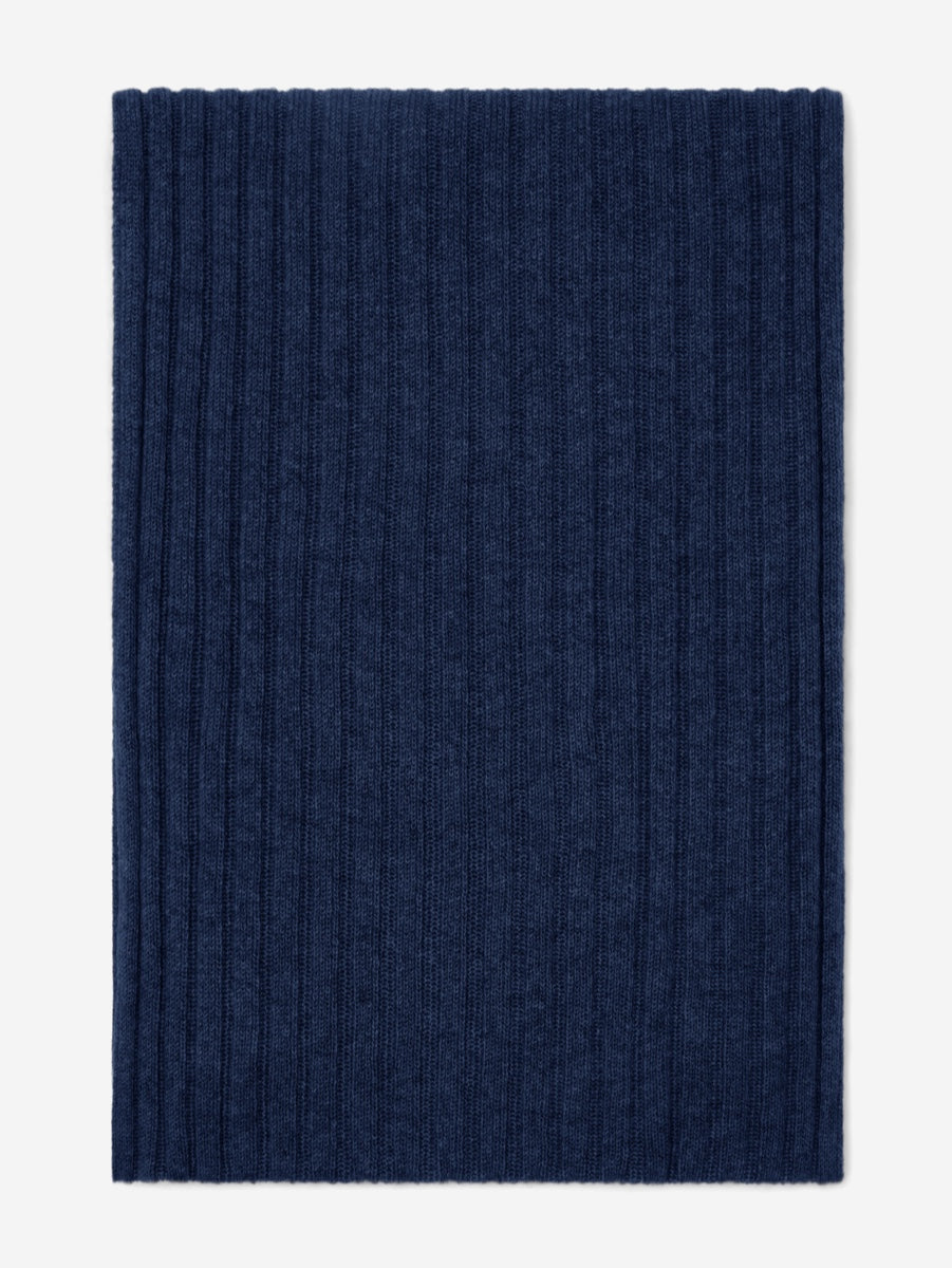 Napoli (navy blue) - 100% cashmere ribbed scarf (unisex) - Fratelli Orsini - Luxury Cashmere Scarf - Handmade in Italy - 3