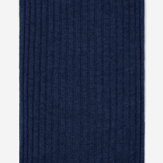 Napoli (navy blue) - 100% cashmere ribbed scarf (unisex) - Fratelli Orsini - Luxury Cashmere Scarf - Handmade in Italy - 3