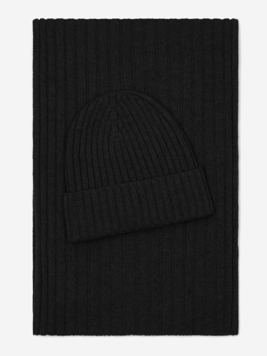 Napoli (black) - 100% cashmere ribbed scarf (unisex)  - Fratelli Orsini - Luxury Cashmere Scarf - Handmade in Italy - 4