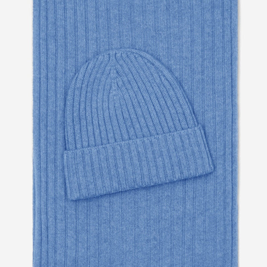 Napoli (light blue) - 100% cashmere ribbed scarf (unisex) - Fratelli Orsini - Luxury Cashmere Scarf - Handmade in Italy - 4