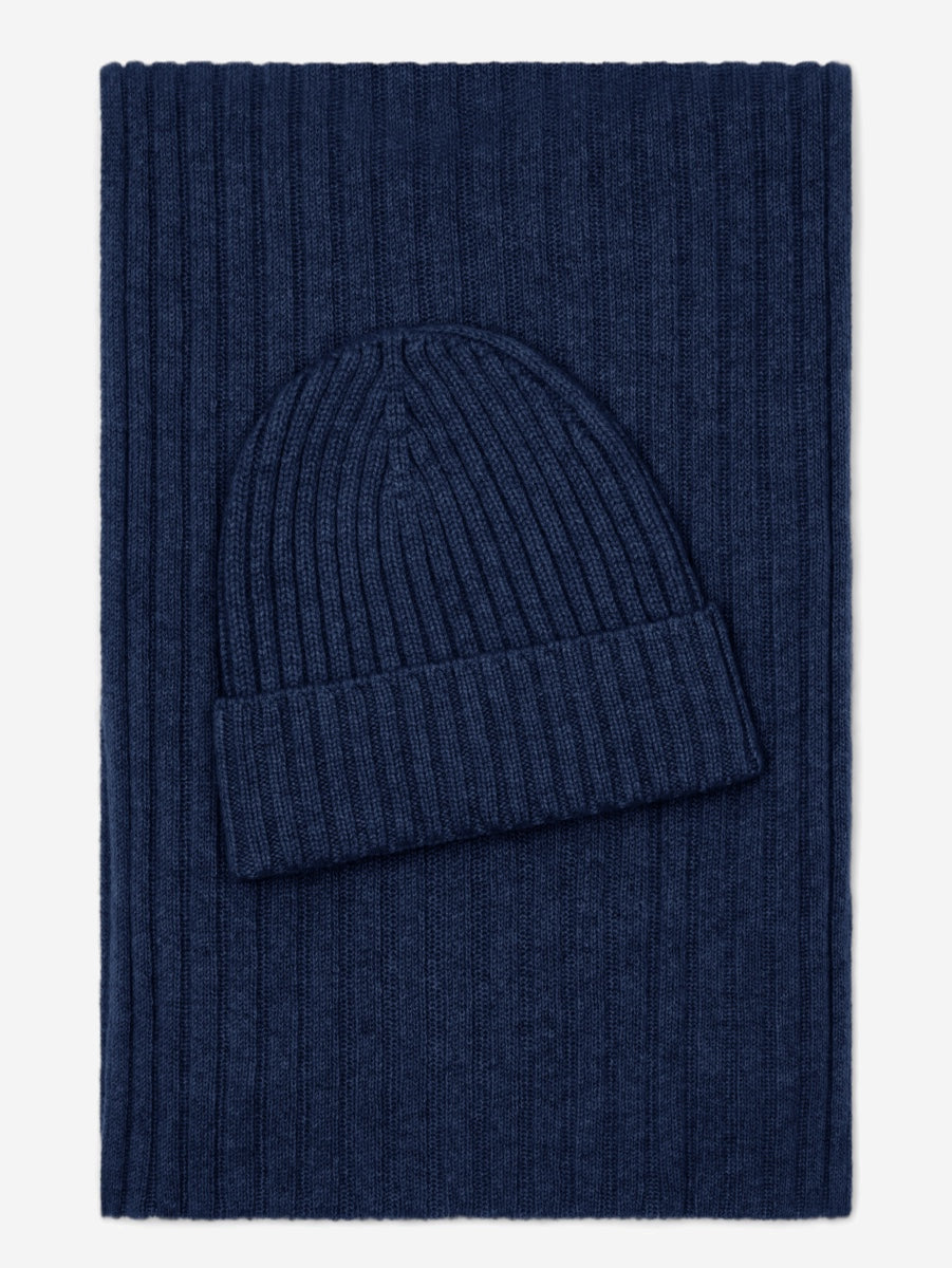 Napoli (navy blue) - 100% cashmere ribbed scarf (unisex) - Fratelli Orsini - Luxury Cashmere Scarf - Handmade in Italy - 4