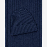 Napoli (navy blue) - 100% cashmere ribbed scarf (unisex) - Fratelli Orsini - Luxury Cashmere Scarf - Handmade in Italy - 4