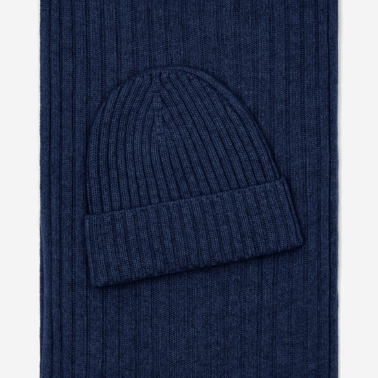 Napoli (navy blue) - 100% cashmere ribbed scarf (unisex) - Fratelli Orsini - Luxury Cashmere Scarf - Handmade in Italy - 4