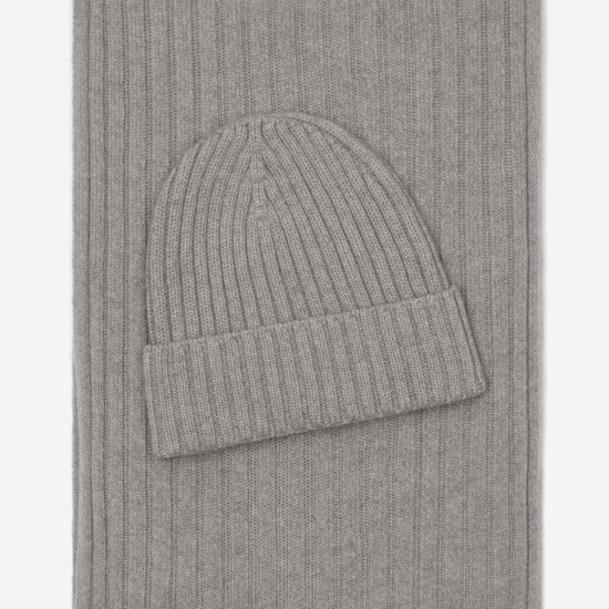 Napoli (light grey) - 100% cashmere ribbed scarf (unisex) - Fratelli Orsini - Luxury Cashmere Scarf - Handmade in Italy - 4