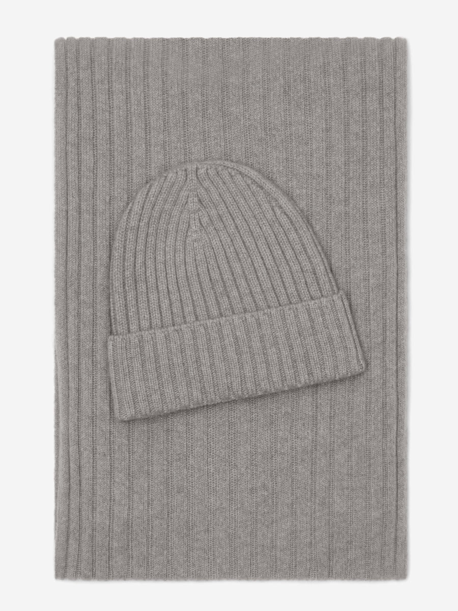 Napoli (light grey) - 100% cashmere ribbed scarf (unisex) - Fratelli Orsini - Luxury Cashmere Scarf - Handmade in Italy - 4