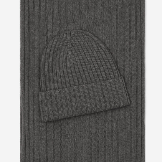 Napoli (dark grey) - 100% cashmere ribbed scarf (unisex) - Fratelli Orsini - Luxury Cashmere Scarf - Handmade in Italy - 4