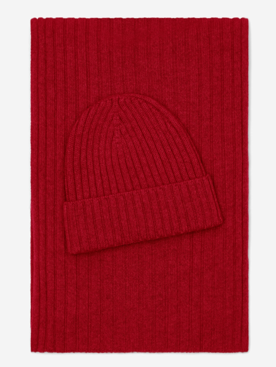 Napoli (red) - 100% cashmere ribbed scarf (unisex) - Fratelli Orsini - Luxury Cashmere Scarf - Handmade in Italy - 4