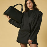 Cecilia (black) - Italian calf leather women’s handbag (with shoulder strap)