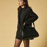 Cecilia (black) - Italian calf leather women’s handbag (with shoulder strap)