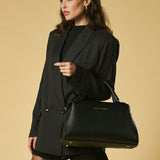 Cecilia (black) - Italian calf leather women’s handbag (with shoulder strap)