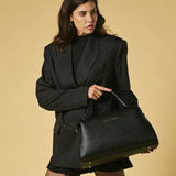 Cecilia (black) - Italian calf leather women’s handbag (with shoulder strap)
