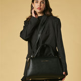 Cecilia (black) - Italian calf leather women’s handbag (with shoulder strap)