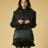 Cecilia (black) - Italian calf leather women’s handbag (with shoulder strap)