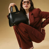 Cecilia (black) - Italian calf leather women’s handbag (with shoulder strap)