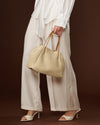 Celestina (cream) - Women's Italian raffia handbag with calf leather handles