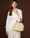 Celestina (cream) - Women's Italian raffia handbag with calf leather handles